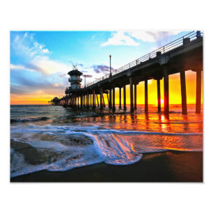 Sunset at the Huntington Beach Pier  Photo Print