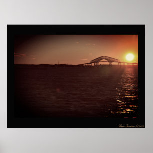 Sunset at the Key Bridge over the Chesapeake Bay Poster