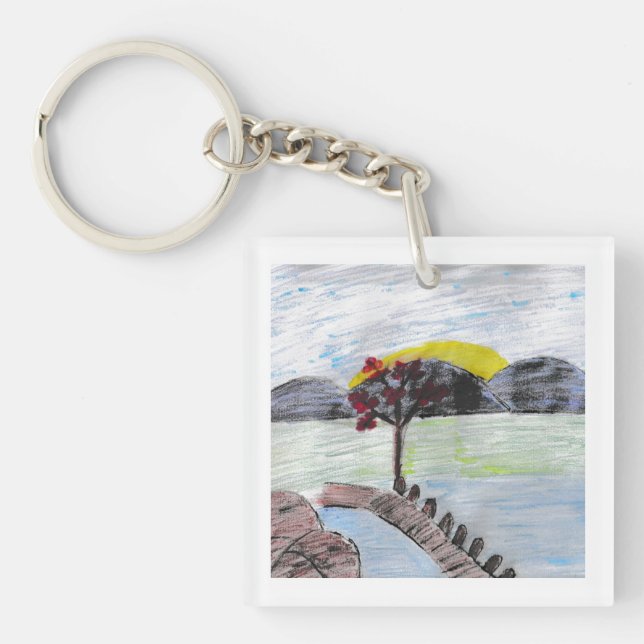 Sunset at the lake key ring (Front)