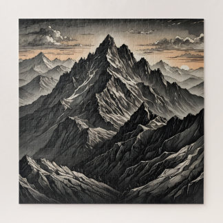 Sunset at the mountains artwork jigsaw puzzle