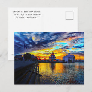 Sunset at the New Basin Canal Lighthouse Postcard