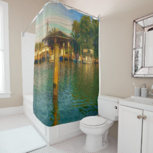 Sunset at the old Watering Hole Shower Curtain