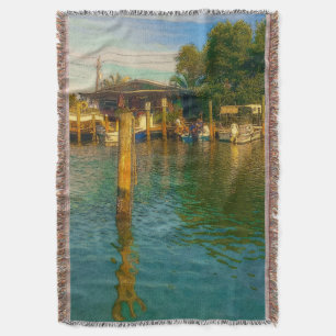 Sunset at the old Watering Hole Throw Blanket