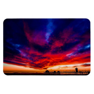 Sunset at the Pier, Huntington Beach, CA Magnet