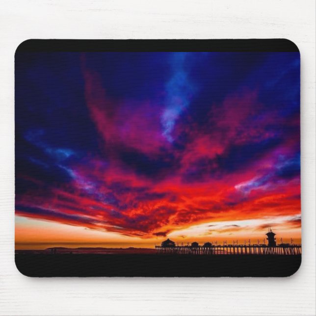 Sunset at the Pier, Huntington Beach, CA Mouse Pad (Front)