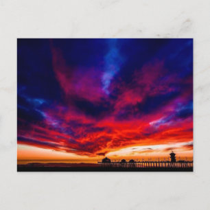 Sunset at the Pier, Huntington Beach, CA Postcard