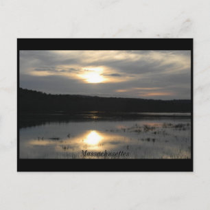 Sunset at the river, MA Postcard