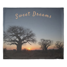 Sunset at the romantic Baobabs photo with text