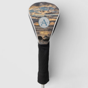 Sunset at the sea photo with monogram and name golf head cover