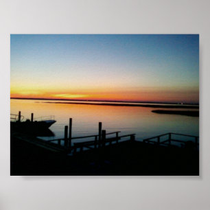 sunset at the shore poster