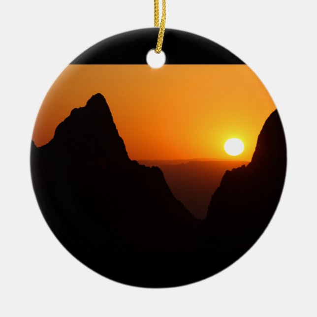 Sunset at the Window Ceramic Ornament (Front)