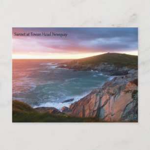 Sunset at Towan Head Newquay Cornwall England Postcard