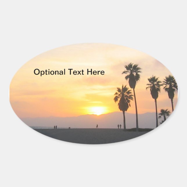 Sunset at Venice Beach California Oval Sticker (Front)