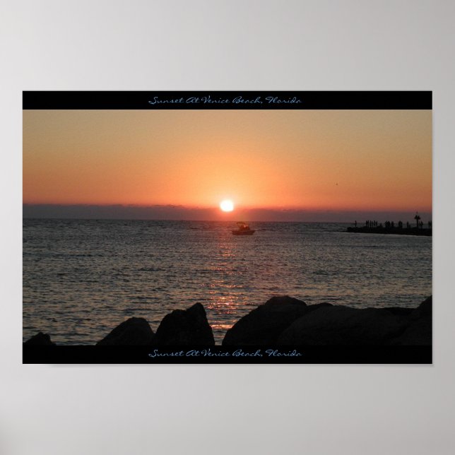 Sunset At Venice Beach, Florida Poster (Front)
