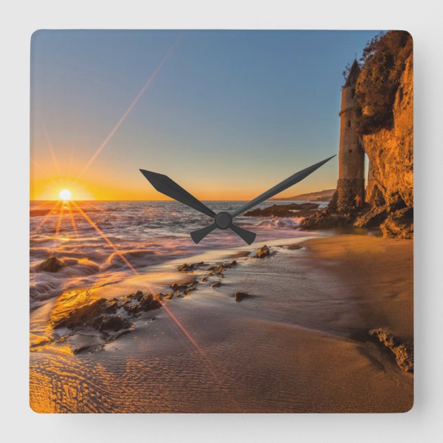 Sunset at Victoria Beach 2 Square Wall Clock (Front)
