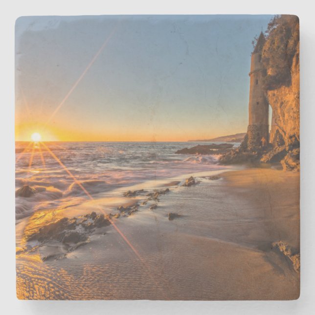 Sunset at Victoria Beach 2 Stone Coaster (Front)