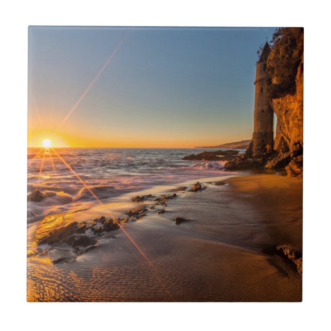 Sunset at Victoria Beach 2 Tile (Front)