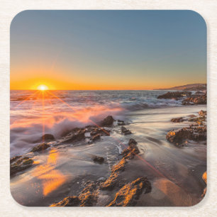 Sunset at Victoria Beach Square Paper Coaster