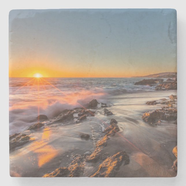 Sunset at Victoria Beach Stone Coaster (Front)