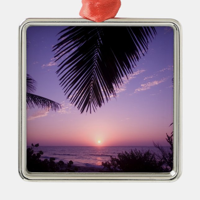 Sunset at West End, Cayman Brac, Cayman Islands, Metal Tree Decoration (Front)