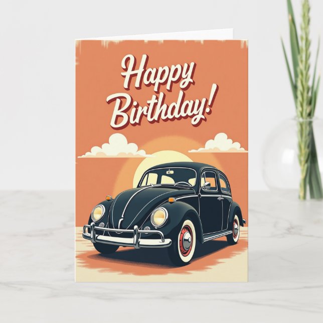 Sunset Auto Birthday Card (Front)
