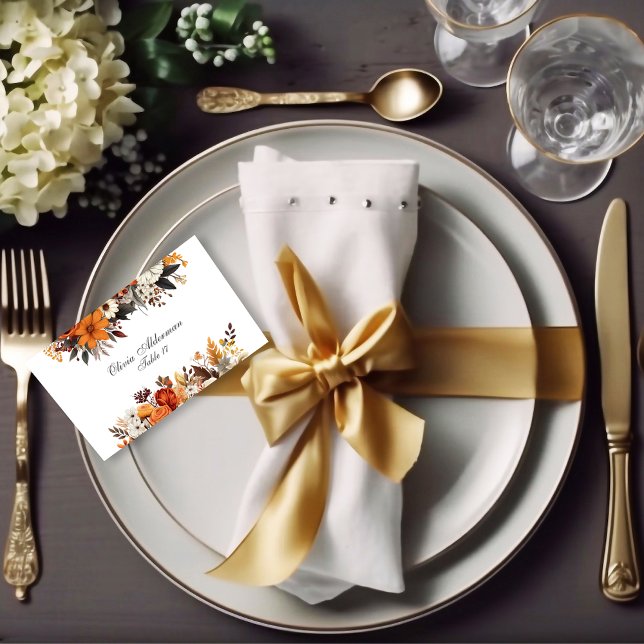 Sunset Autumn Floral Budget Wedding  Place Card (Creator Uploaded)