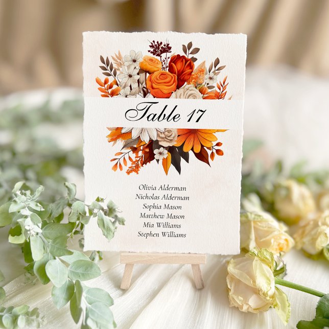 Sunset Autumn Floral Wedding Table Number (Creator Uploaded)