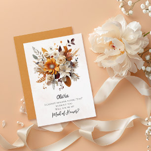 Sunset Autumn Florals Maid of Honour Proposal Invitation