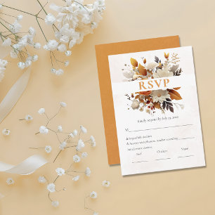 Sunset Autumn Florals Watercolor RSVP Card