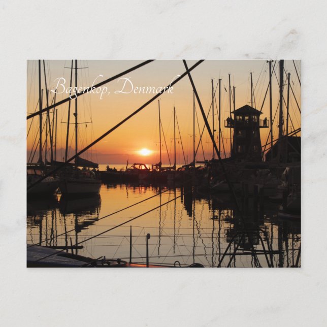 Sunset Bagenkop Harbour, Langeland, Denmark Postcard (Front)