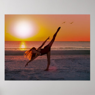 Sunset Ballet on the Beach Poster