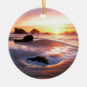 Sunset Bandon Oregon Ceramic Tree Decoration