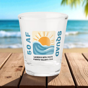 Sunset Beach 50 AF Crew Cute Birthday Shot Glass