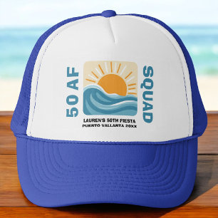 Sunset Beach 50 AF Crew Cute Birthday Trucker Hat