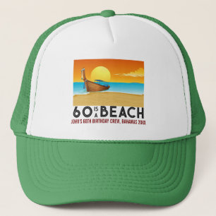 Sunset Beach 60th 70th Birthday Crew Squad Trucker Hat