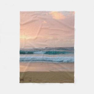 Sunset Beach and ocean Fleece Blanket