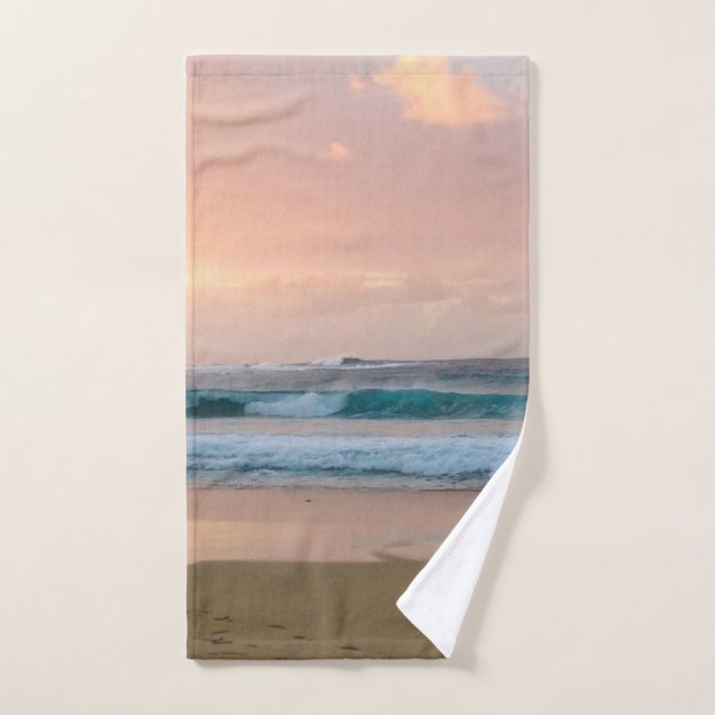 Sunset Beach and ocean  Hand Towel (Hand Towel)