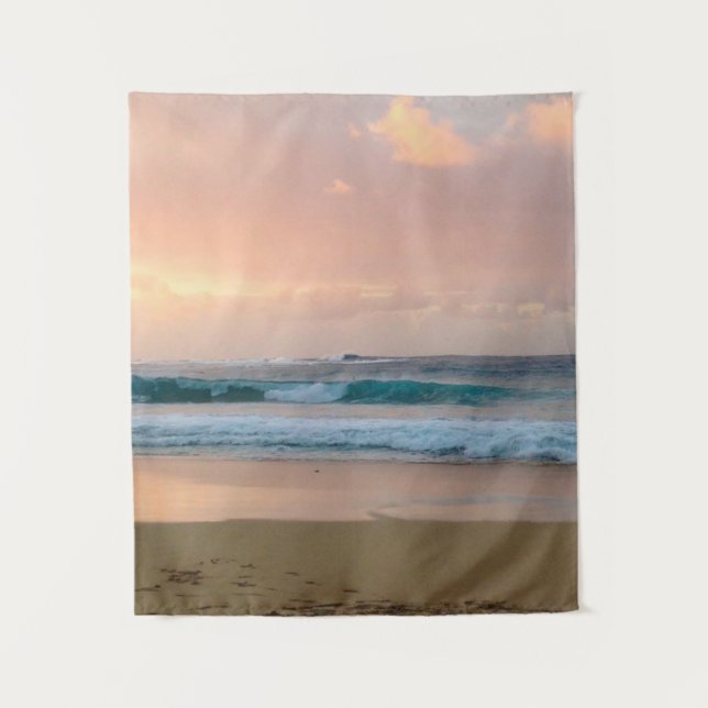 Sunset Beach and ocean  Tapestry (Front)