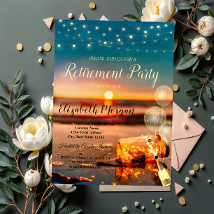 Sunset Beach Balloons,Wine Retirement Party I Invitation