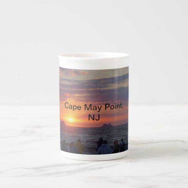 Sunset Beach, Cape May, NJ Bone China Mug (Front)