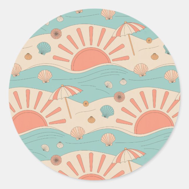 Sunset Beach Classic Round Sticker (Front)