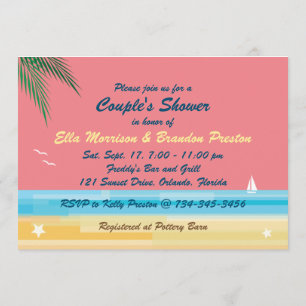 Sunset Beach Couple's Shower Invitation