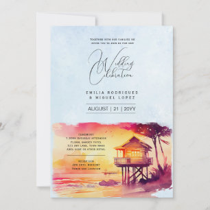 Sunset Beach Destination Coastal Wedding Invitation