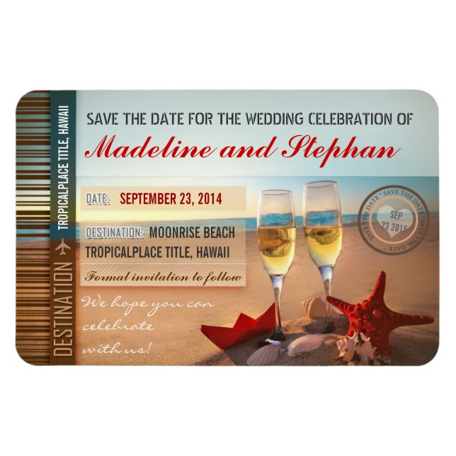 sunset beach destination save the date magnets (Horizontal)