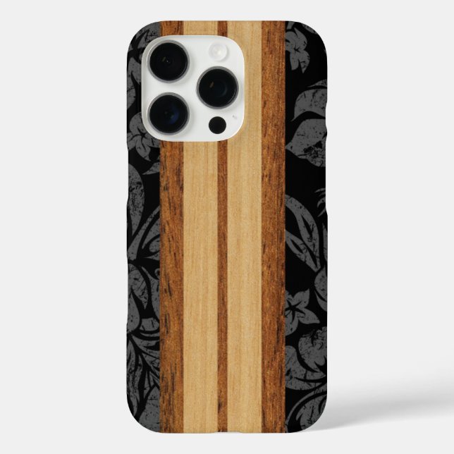 Sunset Beach Faux Wood Surfboard Hawaiian Black Ca Case-Mate iPhone Case (Back)