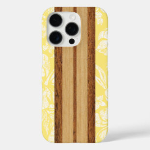 Sunset Beach Faux Wood Surfboard Hawaiian iPhone 16 Pro Case