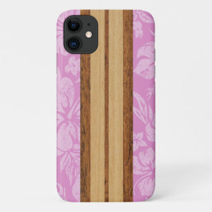 Sunset Beach Faux Wood Surfboard Hawaiian Pink Case-Mate iPhone Case