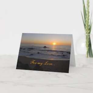Sunset Beach For Love Valentine's Day Holiday Card