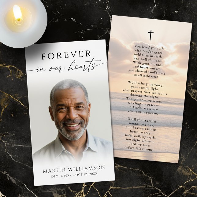 Sunset Beach Forever Hearts Cross Poem Prayer Card (Creator Uploaded)