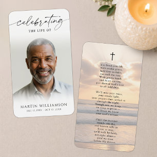 Sunset Beach Forever Hearts Cross Poem Prayer Card